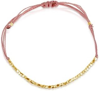 Minimal Dainty Women Beads Bracelet Rose Bracelet with Silver or Gold Beads (Yellow)