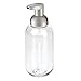 mDesign Round Plastic Refillable Foaming Soap Dispenser Pump Bottle for Bathroom Vanity Countertop - Vintage-Inspired, Compact Container Design - Twain Collection - 2 Pack - Clear/Brushed Chrome