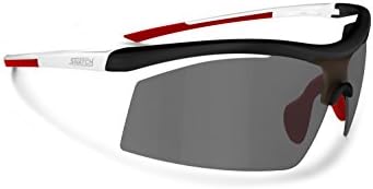 Cycling Running Photochromic Polarized Sport Sunglasses - Adjustable Nose - Ultralight Nylon Mesh - by Snatch Italy (mat white / Shiny black / red, Photochromic Polarized)