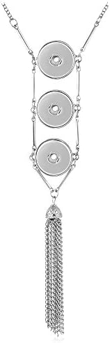 Vocheng 80cm Tassels Combo Necklace Long Sweater Chain for 18mm Snap Button ANN-539