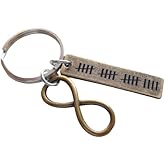 Bronze Infinity Charm Keychain & Tag with 19 Tally Marks for Couples 19 Year Anniversary