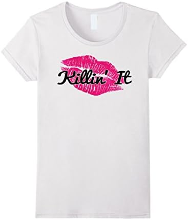 Women's Killin' It Lipstick Kisses Tshirt Small White