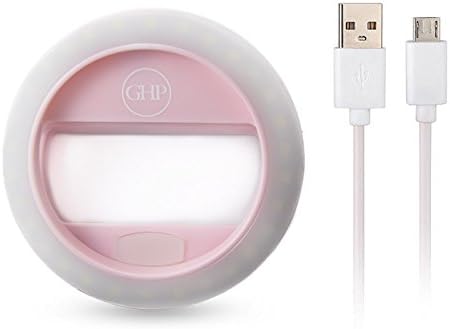 Gallagher Hill Products Smartphone LED Camera Ring Light - Improved Selfie Photography - USB Rechargeable iPhone 7 and Samsung Galaxy S7 Accessory - Multiple Brightness Levels