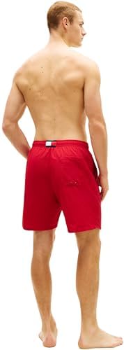 Herren Badeshorts Long Drawstring mit Logo, Rot (Medium Red), S