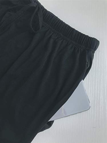 Pajamas Set for Womens 2 Piece Nightwear Long Sleeve Button Down Sleepwear Soft Pjs Black XXL