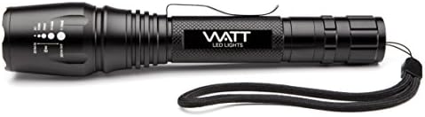 WATT Professional Grade Rechargeable LED Flashlight w/ Zoom, 5 Light Modes, Water-Resistant Design, and 1000 Lumen Output