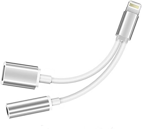 3.5mm Headphone Adapter,2 in 1 Lightning Cable 3.5mm Headphone Jack Adapter Lightning Charging Adapter for iphone X iphone 8/8Plus iphone 7/7Plus adapter(Silver)