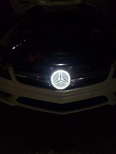 White Illuminated LED Car Logo Grid Badge for Mercedes Benz A/B/C/CLS/E/GLK/GL/R Series 2013-2015 Front Grille LED Emblem Light Car Front Grille Badge, Car Grilled Star Light- Drive Brighter 1Pack