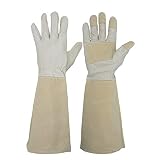 HANDLANDY Rose Pruning Gloves for Men & Women, Long Thorn Proof Gardening Gloves, Breathable Pigskin Leather Gauntlet, Best Garden Gifts & Tools for Gardener