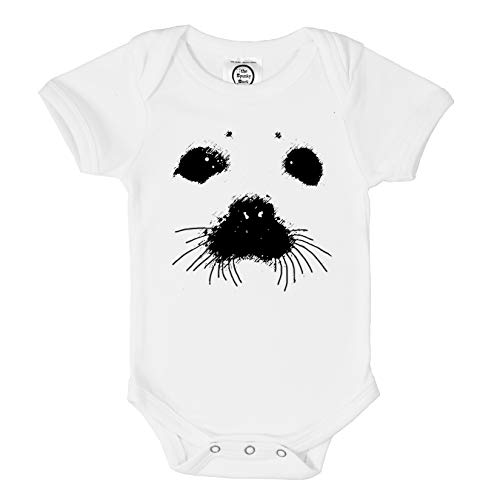 The Spunky Stork Unisex Baby Harp Seal Snow Pup Cute Organic Newborn Bodysuit
