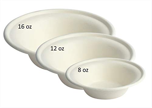 Brheez 16 ounce Heavy Duty Bowls 100% Natural Sugarcane Biodegradable Compostable Bagasse, Eco-friendly paper alternative - Pack of 110