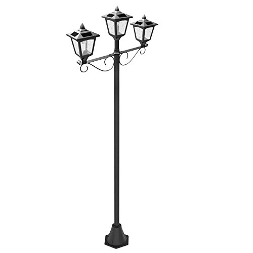 Kanstar 57019b Street Vintage Outdoor Garden Triple Solar Lamp Post Light, Adjustable