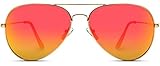 WearMe Pro - Polarized Metal Frame Pilot Style Aviator Sunglasses (Gold Frame / Mirror Red/Orange Lens, 55 mm)
