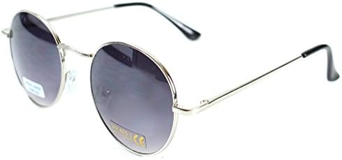 "Ava" Round Designer Inspired Fashion Sunglasses with Spring Hinges for Women (Chrome)