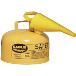 Eagle UI-20-FSY Type I Metal Safety Can with F-15 Funnel, Diesel, 11-1/4" Width x 9-1/2" Depth, 2 Gallon Capacity, Yellow