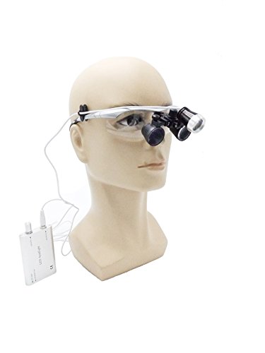 Dental Surgical Binocular Loupes 2.5X420mm Optical Glass + 3W LED HeadLight Silver by Purple-Violet