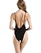 Stripsky One Piece Swimsuit V Neck,High Cut Swimsuit for Women(Black-M)