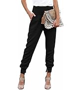 BLENCOT Womens Casual Loose Fitting Trouser Elastic Waist Jogging Pants with Pockets Waistband Ta...
