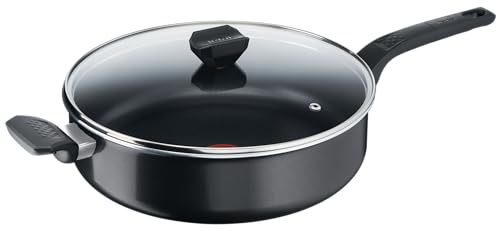 Tefal Easy Cook & Clean Schmorpfanne 28 cm, Bratpfanne mit Antihaftbeschichtung, Thermo-Signal bei idealer Brattemperatur, NICHT induktionsgeeignet, einfache Reinigung, Made in France, B5553733