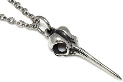 Small Hummingbird Skull Pendant Necklace, Handmade in Pewter