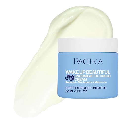 PACIFICA WAKE UP BEAUTIFUL RETINOID NIGHT CREAM – OVERNIGHT ANTI-AGING MOISTURIZER WITH HYALURONIC ACID & MELATONIN, REDUCES WRINKLES & FINE LINES, HYDRATING AND GENTLE FOR DRY OR MATURE SKIN, VEGAN