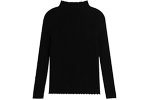 SEEFOR Girl's Mock Neck Sweaters Kids Long Sleeve Drop Shoulder Pullover Cable Knit Chunky Contrast Sweater Tops