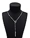 Zealmer Simple Y Shaped Bar Pendant Lariat Necklace for Girls Women Silver Tone