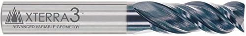 Global Cutting Tools XT3-0618-R3 Xterra3 Carbide End Mill - 3 Flute x 3/8'' Tip x 3/8'' Shank x 1 1/8'' Length of Cut x 3'' Overall Length w/ 0.030'' Corner Radius & AlTiN-X Nano Coating