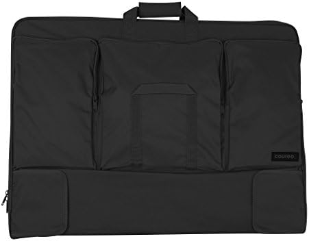 Coureo Multi-Pocket Art Portfolio Case 22" x 30" x 2" | Lightweight Carrying Bag for Students, Artists, and Professionals | Black