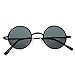 Small Retro-Vintage Style Lennon Inspired Round Metal Circle Sunglasses, Black