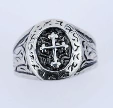 Skullcando Handsome Boy'z Holy Cross totem solid stainless steel heavy biker ring US Size 11