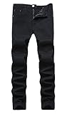 IWOLLENCE Men's Skinny Slim Fit Stretch Straight Leg Elasticity Jeans Pants Black-US 32