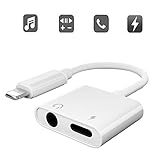 Dual Adapter for iPhone 11/11 Pro/11 Pro Max/Xs/Xs Max/XR/ 7/7 Plus/ 8/8 Plus/X (10), Labobbon 4-in-1 Splitter Adapter/Cable for 3.5mm Headphone and Charger, Remote Contro