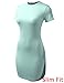 BIADANI Women Rayon Soft Short Sleeve Short Tail Dolphin Dress Tunic Top Slim Fit
