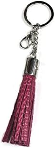 Tassel Keychain Key Rings Handbag Charm Fringe Purse Accessories Genuine Leather (Pink)