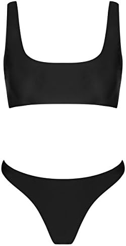 BANDEA Sport Crop Tank Bikini, High Cut Cheeky Swimsuit For Women