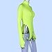 Azhong Women's Basic Solid Sexy Bodysuit Turtleneck Leotard Top Long Sleeve Bodycon Jumpsuit Stretchy Romper Neon Lime
