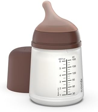 , Biberón Anticólico Zero Zero, con Tetina de Flujo Adaptable (A) de Silicona, para Bebés +0 Meses y Recién Nacidos, Específico Lactancia Materna, Leche Materna y de Fórmula, 180 ml, Deep
