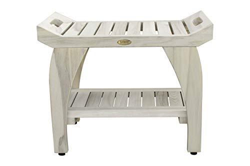 CoastalVogue Tranquility Shower Bench, 24", Driftwood - Thumbnail 2