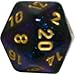 Chessex Dice Polyhedral 7-Die Borealis Set - Royal Purple with Gold Numbers CHX-27467