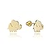 14k Gold Plated Brass Plain Baby Elephant Screwback Baby Girls Earrings with Sterling Silver Post