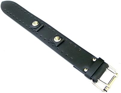 Black Leather Cuff Watch Band for Watches
