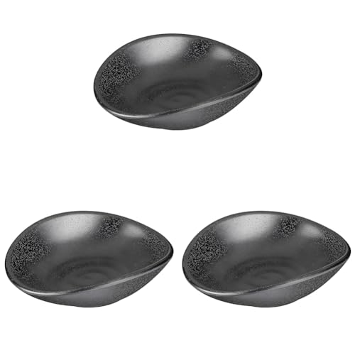 APS 83728 Schale ZEN, 13 x 11 cm, Höhe 3,5 cm, 0,1 Liter, Melamin, schwarz, Steinoptik (Packung mit 3)