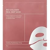Pack of 4 Bio-Collagen Real Deep Mask, Hydrating Overnight Hydrogel Mask, Pore Minimizing, Elasticity Improvement,