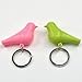 CUGBO White Birdhouse with 2 Whistle Sparrow Key Ring Holder (Pink and Green)