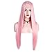 ENTRANCED STYLES Synthetic Pink Lace Front Wigs for Women Long Straight Wigs Light Pink Color 150% Density Heat Resistant Fiber 30