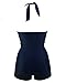 American Trends Women's Retro Ruched One Piece Bandeau Push Up Halter Monokini Swimsuit Plus Size Boyshorts Bathing Suit