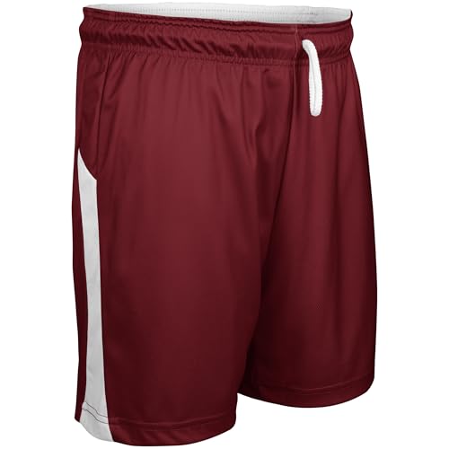 Swish Reversible Basketball Shorts, Men's Small, Maroon, White