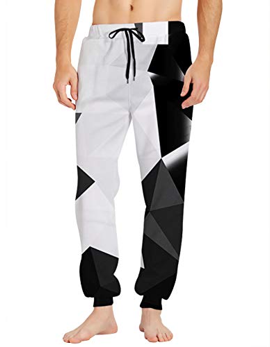 Belovecol Cool Printed Sweatpants for Teen Boys Geometric Graphic Active Jogger Pants Casual Trousers with Pockets S