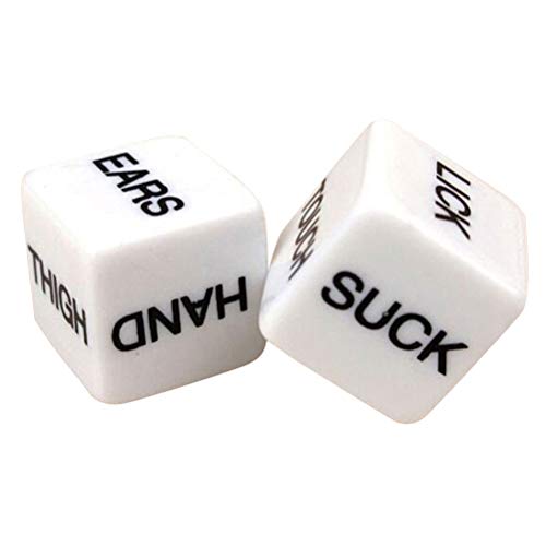Amosfun 2Pcs Sex Game Dice Set Funny Adult Games Sex Dice Erotic Gambling Crap for Lovers Couples (White)